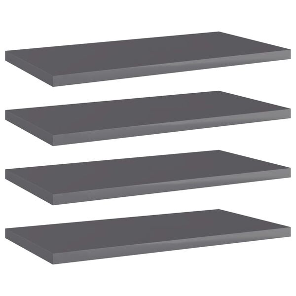 vidaXL Panneaux biblioth&egrave;que 4pcs Gris brillant 40x20x1,5cm Agglom&eacute;r&eacute;