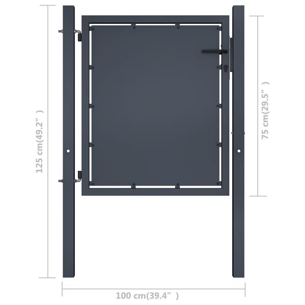 vidaXL Portail de jardin en acier 100 x 75 cm anthracite