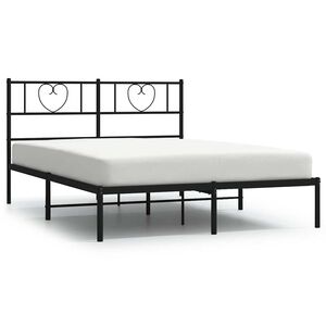 vidaXL Cadre de lit m&eacute;tal sans matelas avec t&ecirc;te de lit noir 150x200cm