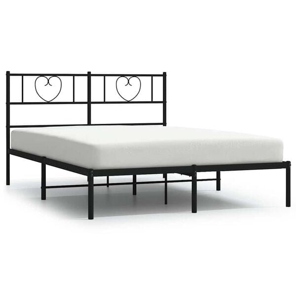 vidaXL Cadre de lit m&eacute;tal sans matelas avec t&ecirc;te de lit noir 150x200cm