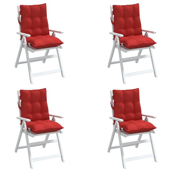 vidaXL Coussins de chaise &agrave; dossier bas lot de 4 rouge tissu oxford