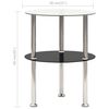 vidaXL Table d'appoint 2 niveaux Transparent et noir 38cm Verre tremp&eacute;