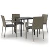 vidaXL Ensemble &agrave; manger de jardin coussins 5 pcs noir et gris