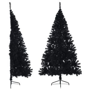 vidaXL Demi sapin de No&euml;l artificiel avec support Noir 210 cm PVC