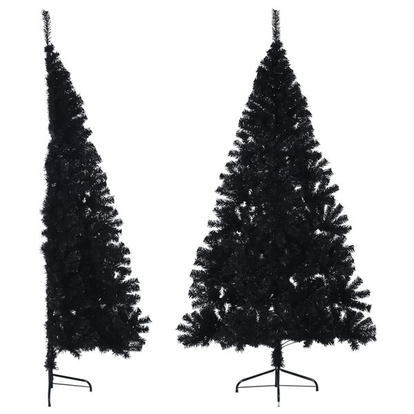 vidaXL Demi sapin de No&euml;l artificiel avec support Noir 210 cm PVC