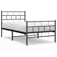 vidaXL Cadre de lit métal avec tête de lit/pied de lit noir 100x190 cm