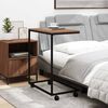 vidaXL Table d'appoint avec roues noir 55x35x70 cm bois d'ing&eacute;nierie