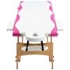 vidaXL Table de massage pliable 3 zones Bois Blanc et rose