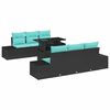 vidaXL Ensemble de canap&eacute; de jardin 7 pcs Noir et turquoise
