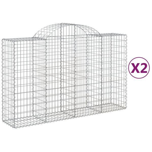 vidaXL Paniers &agrave; gabions arqu&eacute;s 2 pcs 200x50x120/140 cm Fer galvanis&eacute;