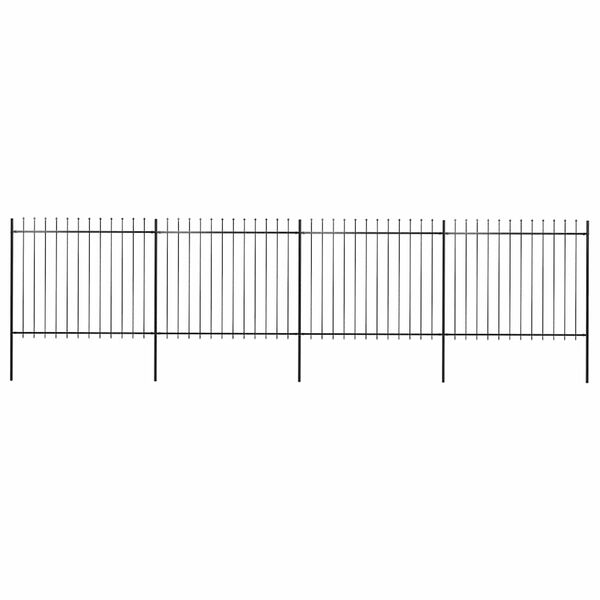 vidaXL Clôture de jardin avec dessus en forme de lance en acier 714,5 x 150 cm Noir