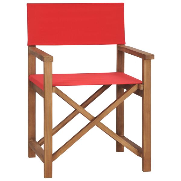 vidaXL Chaise de metteur en sc&egrave;ne Bois de teck solide Rouge