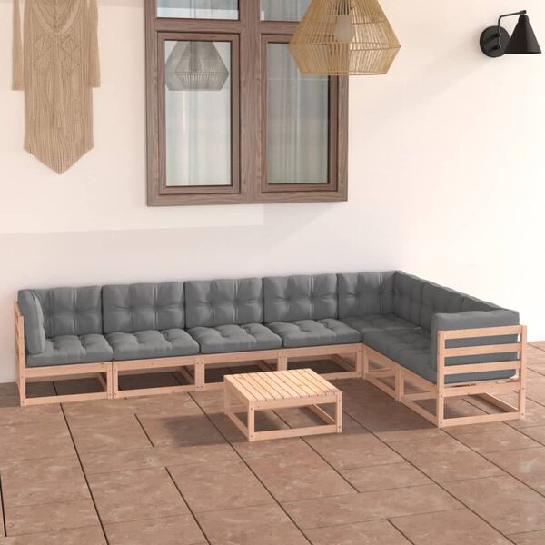 vidaXL Salon de jardin 8 pcs avec coussins Bois de pin massif