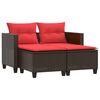 vidaXL Canap&eacute; de jardin 2 places avec tabourets marron r&eacute;sine tress&eacute;e