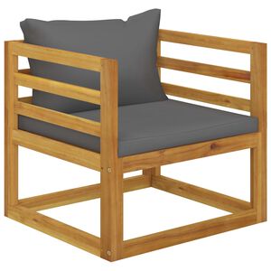 vidaXL Chaise de jardin avec coussins gris fonc&eacute; Bois d'acacia massif