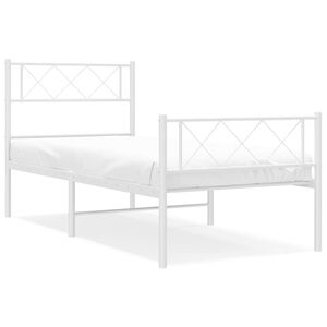 vidaXL Cadre de lit métal sans matelas et pied de lit blanc 100x200 cm