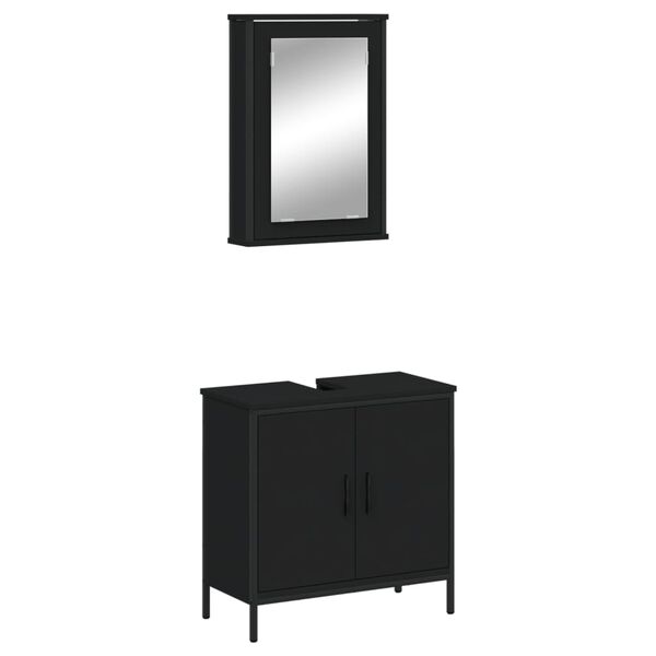 vidaXL Ensemble de meubles salle de bain 2 pcs noir bois d'ing&eacute;nierie