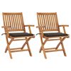 vidaXL Chaises de jardin lot de 2 et coussins taupe Bois teck massif