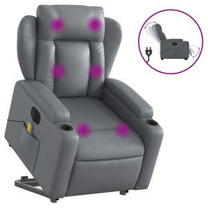 vidaXL Fauteuil inclinable de massage électrique gris similicuir