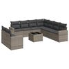vidaXL Salon de jardin avec coussins 10 pcs gris r&eacute;sine tress&eacute;e