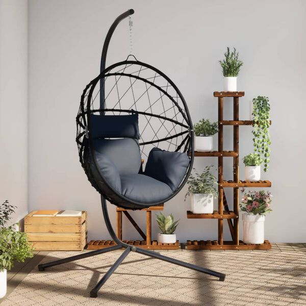 vidaXL Chaise suspendue en forme d'&oelig;uf avec support anthracite