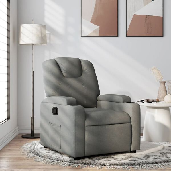 vidaXL Fauteuil inclinable en tissu gris fonc&eacute;