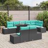 vidaXL Ensemble de canap&eacute; de jardin 9 pcs Noir et Bleu polyrotin