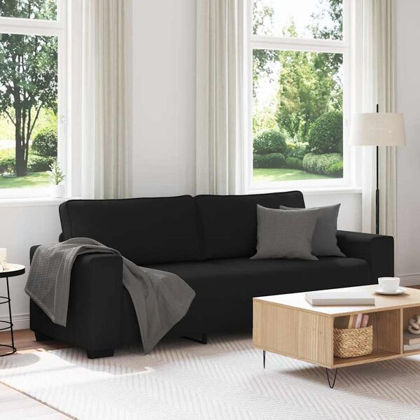 vidaXL Canap&eacute; &agrave; 3 places noir 180 cm tissu