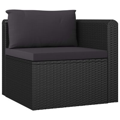 vidaXL Salon de jardin 7 pcs avec coussins Résine tressée Noir