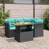 vidaXL Salon de jardin 5 pcs avec coussins noir r&eacute;sine tress&eacute;e