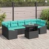 vidaXL Ensemble de canap&eacute; de jardin 8 pcs Noir Poly rotin