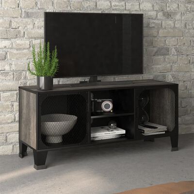 vidaXL Meuble TV Gris 105x36x47 cm Métal et MDF