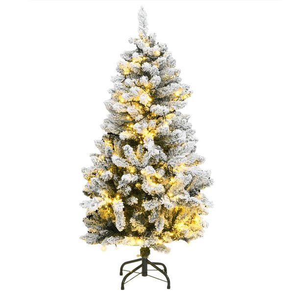 vidaXL Sapin de No&euml;l artificiel &agrave; charni&egrave;res 150 LED neige floqu&eacute;e