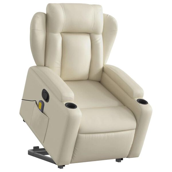 vidaXL Fauteuil inclinable de massage crème similicuir