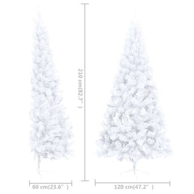 vidaXL Demi-arbre de Noël artificiel pré-éclairé et boules blanc 210cm