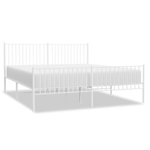 vidaXL Cadre de lit m&eacute;tal sans matelas et pied de lit blanc 183x213 cm