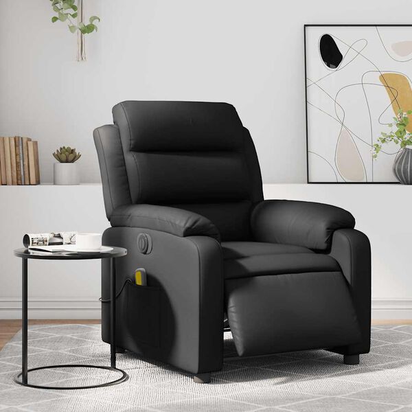 vidaXL Fauteuil inclinable de massage &eacute;lectrique noir similicuir