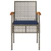 vidaXL Ensemble de bistro 3 pcs et coussins gris r&eacute;sine tress&eacute;e acacia