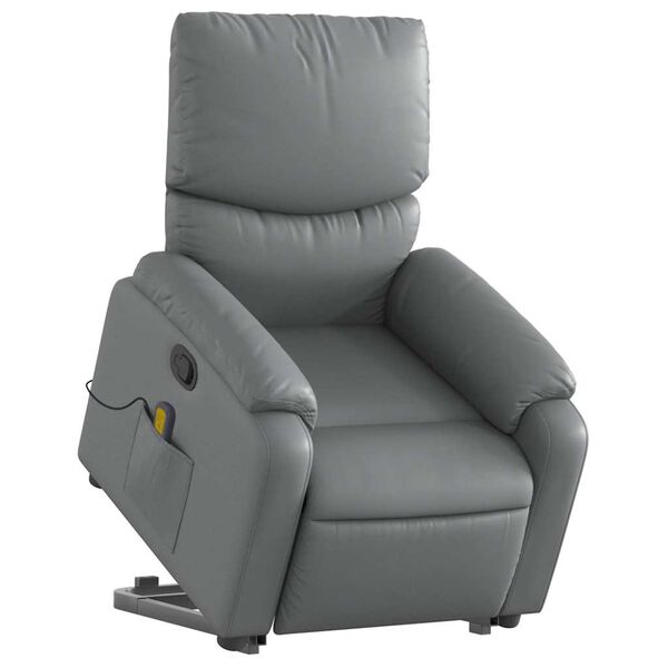 vidaXL Fauteuil inclinable de massage gris similicuir