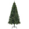 vidaXL Arbre de No&euml;l artificiel pr&eacute;-&eacute;clair&eacute; pommes de pin vert 210 cm