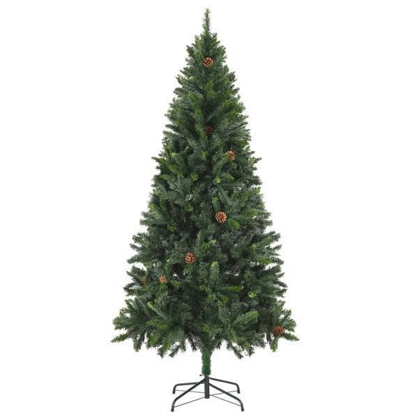 vidaXL Arbre de No&euml;l artificiel pr&eacute;-&eacute;clair&eacute; pommes de pin vert 210 cm