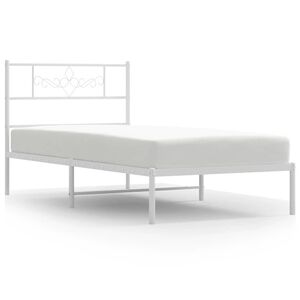 vidaXL Cadre de lit m&eacute;tal sans matelas et t&ecirc;te de lit blanc 100x200 cm