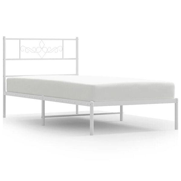 vidaXL Cadre de lit m&eacute;tal sans matelas et t&ecirc;te de lit blanc 100x200 cm