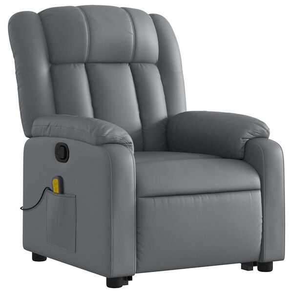 vidaXL Fauteuil inclinable de massage gris similicuir