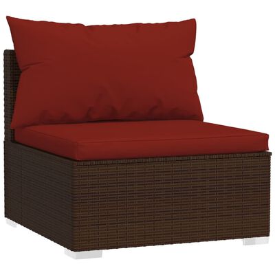 vidaXL Salon de jardin 12 pcs avec coussins Résine tressée Marron