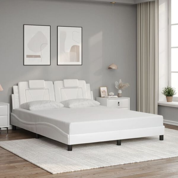 vidaXL Cadre de lit Viana sans matelas blanc 152x203 cm similicuir