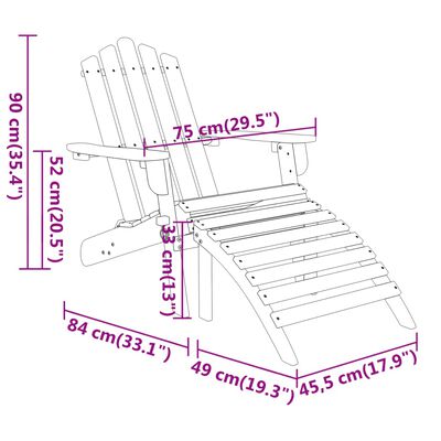 vidaXL Ensemble de salon de jardin Adirondack 3 pcs bois acacia solide