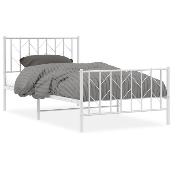 vidaXL Cadre de lit métal sans matelas et pied de lit blanc 100x200 cm