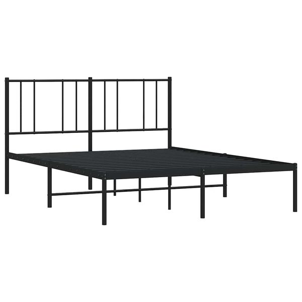 vidaXL Cadre de lit m&eacute;tal sans matelas avec t&ecirc;te de lit noir 150x200cm