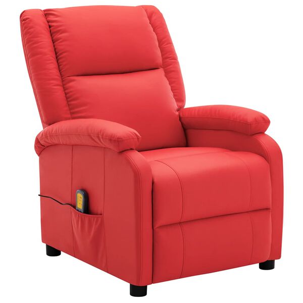 vidaXL Fauteuil de massage &eacute;lectrique rouge similicuir